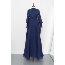 İmaj Butik Lacivert Yandan Bağlamalı Abiye