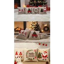 Goveform 45X45 cm Nakışlı Kalın Kumaş Yeni Yıl Temalı 4'lü Kırlent Kılıfı – Hello 2026 – Dekoratif Yastık Kılıfı