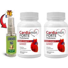 Cardiamin Forte: 2 Adet Multivitaminli OMEGA3LÜ 60 Soft Jel Kapsüllü Formül + 30 ml Çörek Otu Masaj Yağı