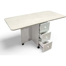 Ege Mobilya Katlanır Mutfak Yemek Çalışma Masası, 3 Çekmeceli, Çam