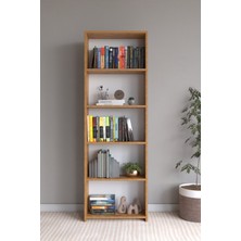 Mek Nisa 5 Raflı Geniş Çok Amaçlı Dolap - Kitaplık Atlantik Çam