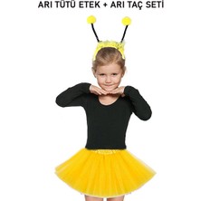 Urfakent Gösteriler Için Sarı Arı Tütü Etek ve Sarı Ponponlu Arı Taç Seti