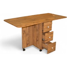 Ege Mobilya Katlanır Mutfak Yemek Çalışma Masası, 3 Çekmeceli, Çam