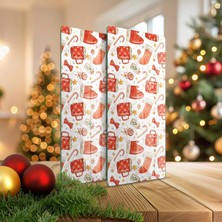 Decovetro Cam Kahve Sofra Sunum Tablası 2'li Set Christmas Yılbaşı Desenli 30 x 15 cm