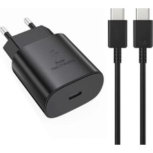 Elixem Samsung Uyumlu 25W Hızlı Süper Fast Şarj USB-C Güç Adaptörü ve 1 Metre TypeC Kablo