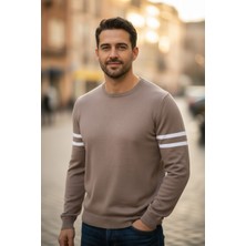 Mandala Tekstil Erkek Triko Kol Çizgi Detaylı Kazak