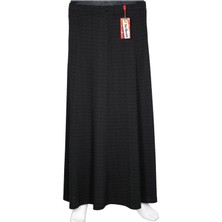 Hermevsim Hesna Kadın Efsun Kışlık Zikzak Baskılı 8 Parça Lastikli Siyah Etek