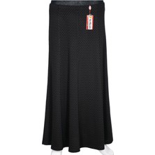 Hermevsim Hesna Kadın Efsun Kışlık Geo Baskılı 8 Parça Lastikli Siyah Etek