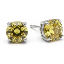 Parlavert Silver 925 Ayar Gümüş Limon Yeşili Taşlı Kadın Çivi Küpe
