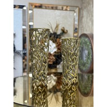 CITY gold 2'li Pirinç Eskitme Vazo 44-31 cm