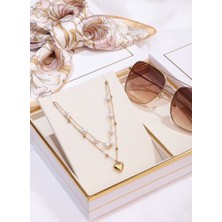 Cash Trade Paslanmaz Çelik Altın Kaplama Kalpli Kolye