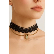 Cash Trade Gotik Siyah Dantel Kolye. Dantel Choker Kolye Ayarlanabilir Zincir. Zirkon Taş detaylı