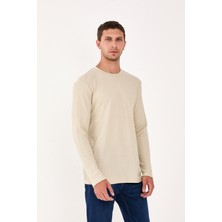 Trender O Yaka Waffle Erkek Sweat 5073-2 Taş