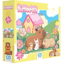 Ca Games Kawaii Capybara ve Sevimli Dostları Lisanslı 60 Parça 34X24CM Çocuk Puzzle Yapboz Serisi