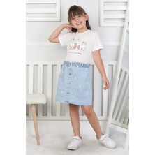 CC Design Çiçekli Kız Çocuk Jean Etek