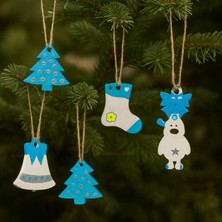 Uretti - Dila 1284 7159 El Yapımı 5'li Taş Tozu Yılbaşı Ağaç Süsleri