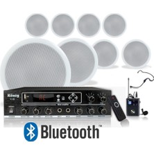 DMM 8'li Tavan Hoparlörlü Yaka Mikrofonlu Anfi Ses Sistemi Seti