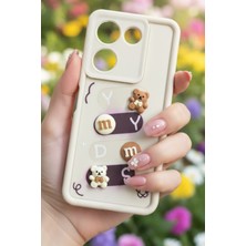 AS Mobile Tecno Camon 20/20 Pro Uyumlu Kılıf Beyaz Renk Ayıcık Figürlü 3D Kamera Korumalı Darbe Emici Yumuşak Silikon Kapak