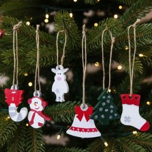 Uretti - Dila 1284 3377 El Yapımı 6'lı Taş Tozu Yılbaşı Ağaç Süsleri