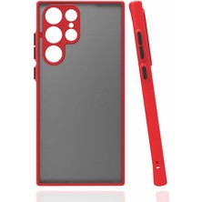 Sionel Galaxy S22 Ultra Kılıf Snel Hux Kapak-Kırmızı