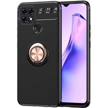 Sionel Oppo A15S Kılıf Snel Ravel Silikon Kapak-Siyah-Rose Gold