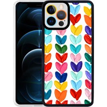 Sionel iPhone 12 Pro Uyumlu Snel M-Fit Desenli Kapak-Heart No6