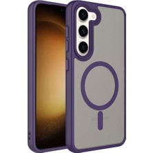 Sionel Galaxy S23 Plus Kılıf Mat Arka Yüzey Wireless Şarj Özellikli Snel Flet Magsafe Kapak-Derin Mor