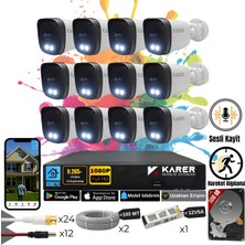 Karer Exitcam-12'li Ahd Güvenlik Kamera Seti-Gece Renkli- Su Geçirmez- Full Hd