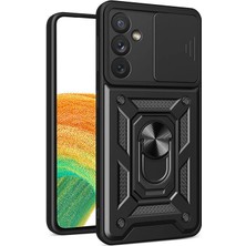 Sionel Galaxy A34 Kılıf Magnetik Standlı Kamera Korumalı Snel Sürgülü Vega Kapak-Siyah