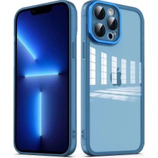 Sionel iPhone 12 Pro Max Uyumlu Kamera Korumalı Transparan Snel Post Kapak-Mavi