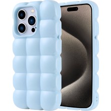 Sionel Apple iPhone 15 Pro Kılıf Parlak Esnek Silikon Snel Dom Dom Kapak-Mavi