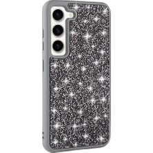 Sionel Galaxy S23 Kılıf Parlak Taşlı Tasarım Snel Pırlanta Kapak-Gri