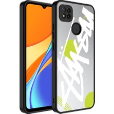 Sionel Xiaomi Redmi 10A Kılıf Aynalı Desenli Kamera Korumalı Parlak Snel Mirror Kapak-Yazı