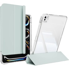 Sionel ​​apple iPad Pro 13 2024 Kılıf Magnetik Ayrılabilen Airbagli Uyumlu Snel Sliding Tablet Kılıfı-Açık Yeşil