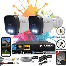 Karer Exitcam-2'li Ahd Güvenlik Kamera Seti-Gece Renkli- Su Geçirmez- Full Hd