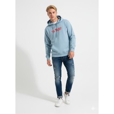 Ribana Classic Unısex Regular Fit Kapüşonlu Baskılı Cepli Uzun Kollu Pamuklu Yumuşak Dokulu Sweatshirt