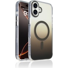 Sionel iPhone 16 Plus Kılıf M-Safe Şarj Özellikli Transparan Renk Geçişli Zore Toros Kapak - Gri