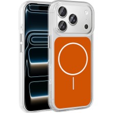 Sionel iPhone 17 Pro Kılıf M-Safe Şarj Özellikli Metal Buton Tasarımlı Zore Ikonik Sert Silikon Kapak - Tur