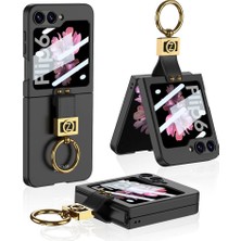 Sionel Galaxy Z Flip 6 Kılıf Snel Z Harfli Yüzüklü Kıpta Kapak-Siyah