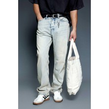Abluka Online Erkek Baggy Fit Jean Açık Mavi