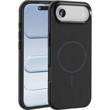 Sionel iPhone 17 Air Kılıf M-Safe Şarj Özellikli Metal Kamera Çerçeveli Snel Edi Silikon Kapak - Siyah