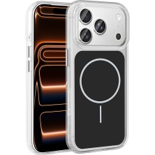 Sionel iPhone 17 Pro Max Kılıf M-Safe Şarj Özellikli Metal Buton Tasarımlı Zore Ikonik Sert Silikon Kapak -