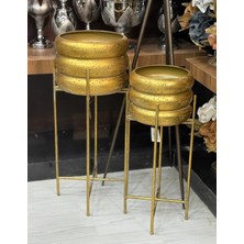 CITY gold 2'li Telkari Metal Dekoratif/Aksesuar Vazo 80-60 cm