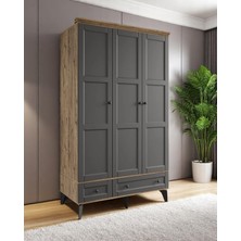 Miracool Karin 3 Kapaklı Dolap / Gardrop / Çam Antrasit / %100 Mdf