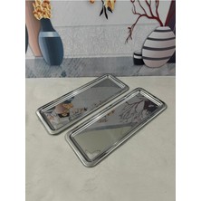 2'li Lüx Paslanmaz Çelik Baton Servis ,çay ,kahve ,ikramlık ve Sunum Tepsisi