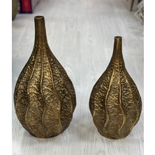 CITY gold 2'li Telkari Metal Eskitme Vazo 60-50cm Dekoratif/Aksesuar