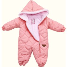 Miss Crispy Bebek Kışlık Kapitone Kapüşonlu Mont Tulum / Kar Tulumu Fermuarlı Dar Kalıp