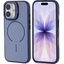 Sionel iPhone 17 Kılıf M-Safe Şarj Özellikli Kamera Standlı Zore Notron Kapak - Lacivert