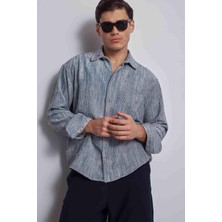 Abluka Online Erkek Oversize Kadife Dokulu Gömlek Mavi