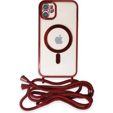 Eco Port Iphone 12 Kılıf Divo Lazer Askılı Magsafe Kapak - Kırmızı